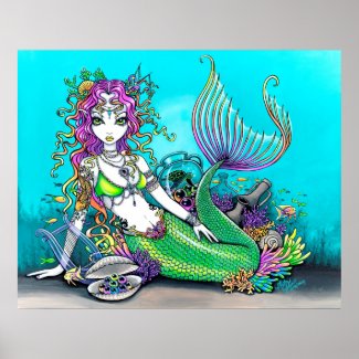 Lyra Tropical Rainbow Mermaid Poster print