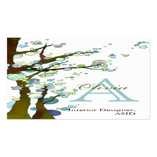 Lyrical Trees Monogram Personalized Business Cards