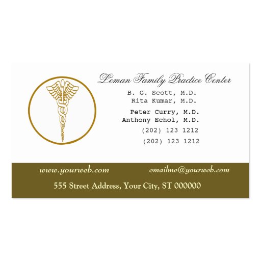 M.D. Doctors Medical Office & Appointment Business Cards (front side)