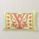 M INITIAL PILLOW - Pink M on YELLOW Background pillows
