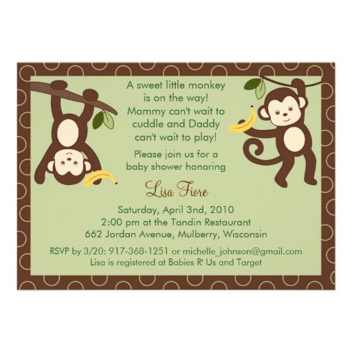 M is for Monkey Jungle Baby Shower Invitations