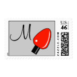 M Monogram Christmas Light Bulb Postage (Red)