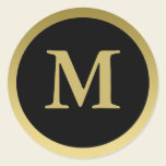 M :: Monogram M Elegant Gold and Black Sticker stickers