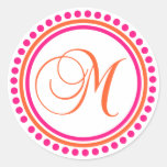 M Monogram (Pink / Orange Dot Circle) Stickers