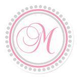 M Monogram (Pink / Silver Dot Circle) Stickers