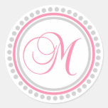 M Monogram (Pink / Silver Dot Circle) Stickers