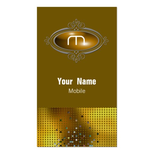 M Sequin Monogram Gold Business Card