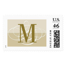 M Two Toned Classic Wedding Monogram Postage Stamp