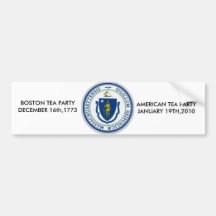 ma flag, AMERICAN TEA PARTYJANUARY 19TH,2010, B... Bumper Sticker