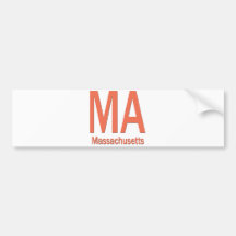 MA Massachusetts plain orange Bumper Sticker
