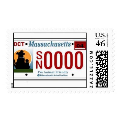 MA Spay Neuter License Plate Postage Stamps by stacylebaron