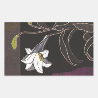 Mabuchi Toru Lilies ukiyo-e vintage fine art Rectangular Sticker