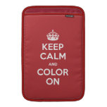 Mac Air Sleeve - Keep Calm and Color On - RED Sleeves For iPads
