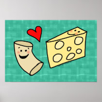 Mac Loves Cheese, Funny Cute Macaroni + Cheese Print