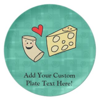 Macaroni Loves Cheese, Cute Mac N Cheese Cartoon plate