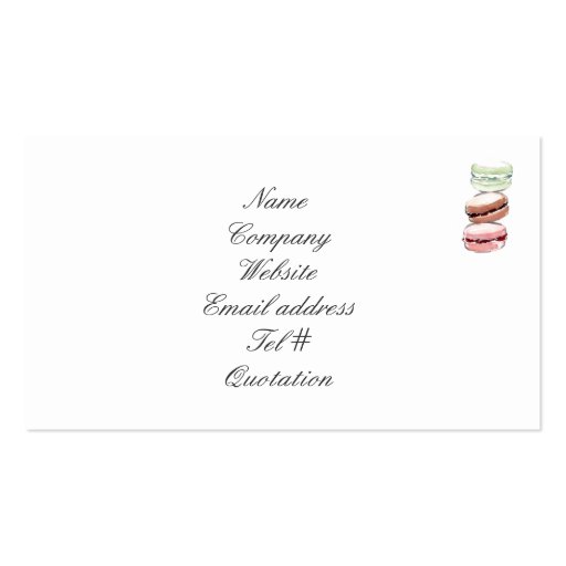 Macarons business card (front side)
