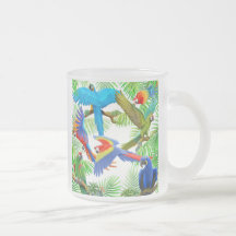 Macaw Jungle Frosted Glass Mug