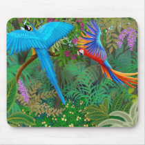 Macaw Jungle Mousepad by twopurringcats Macaw Jungle Mousepad