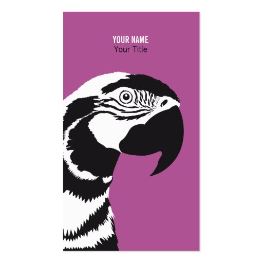 MACAW PARROT BLACK AND WHITE BUSINESS CARD (front side)