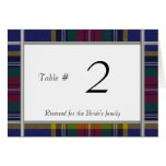 MacBeth Plaid Wedding reception table number cards