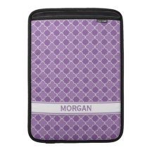 Macbook Custom Purple Quatrefoil Pattern MacBook Sleeve