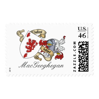 MacGeoghegan Family Crest Postage Stamp by coatsofarms