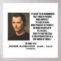 Machiavelli Introduction New Order Things Poster