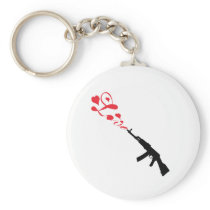 Machine Gun Love red Keychains