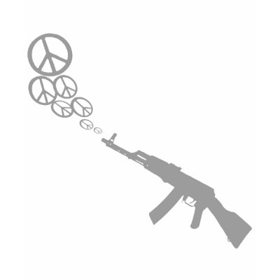 Machine Gun Peace grey Tee Shirts by treehuggers