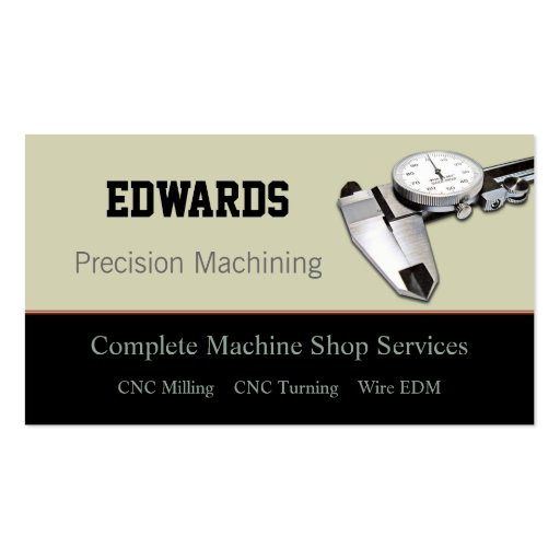 Machine Shop Business Card (front side)