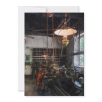 Machine Shop With Lantern Custom Invitation