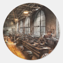 Machinist - A room full of Lathes Round Sticker