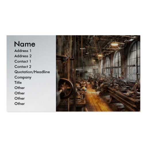 Machinst - A room full of Lathes  Business Card Template (front side)