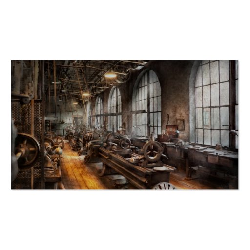 Machinst - A room full of Lathes  Business Card Template (back side)