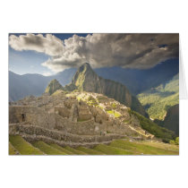 Machu Picchu, ancient ruins, UNESCO world 2 Greeting Cards