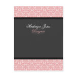 Mackenzie #2 Pink & Black Damask Chic Bow Card postcards