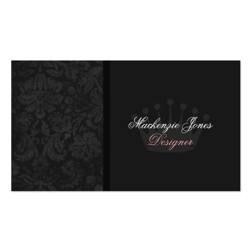 Mackenzie Black Damask Chic Business Card