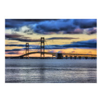 Mackinac Bridge #1155 Blue posters