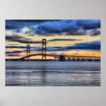 Mackinac Bridge #1155 Blue Posters