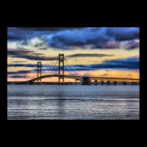 Mackinac Bridge #1155 Blue posters