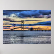 Mackinac Bridge #1155 Blue Posters
