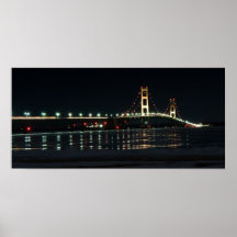 Mackinac Bridge at night Poster