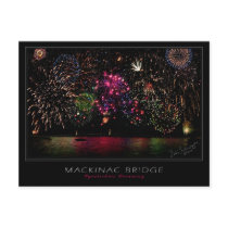 Mackinac Bridge Fireworks Postcard