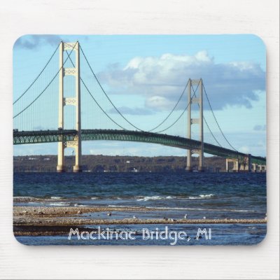 Mackinac-Bridge-in-fall, Mackinac Bridge, MI Mouse Pads by kashuba2