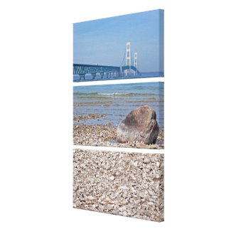 Mackinac Bridge With Rock Gallery Wrap Canvas