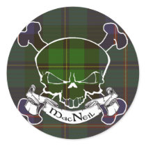 MacNeil Tartan Skull Round Stickers