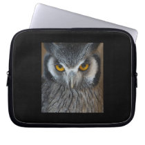 Macro Black and White Scops Owl Laptop Sleeves