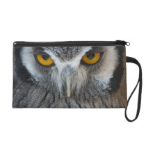 Macro Black and White Scops Owl Wristlet Purses