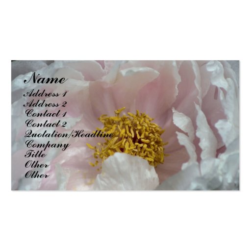 Macro Peony Flower Petals Business Card (front side)