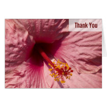 Macro Pink Hibiscus Flower Thank You Card